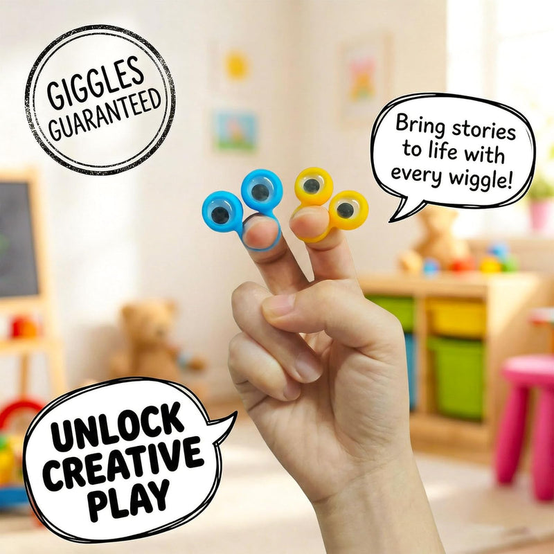 3 Otters Multicolor Googly Eye Finger Puppets Rings for Kids, Safe Non-Toxic Plastic Trinkets, Ideal Party Favors, School Prizes, and Goodie Bag Stuffers for Creative Play.