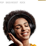 Picun B8 Bluetooth Headphones, 120H Playtime Headphone Wireless Bluetooth with 3 EQ Modes, Low Latency, Hands-Free Calls, Over Ear Headphones for Travel Home Office Cellphone PC Black