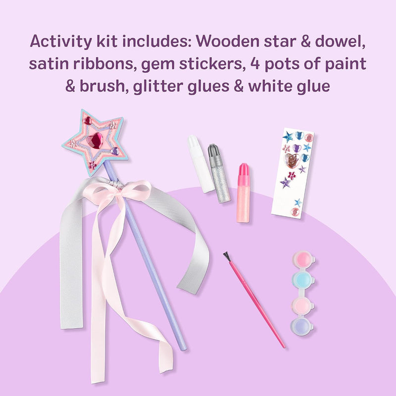 Melissa & Doug Created By Me! Paint & Decorate Your Own Wooden Princess Wand Craft Kit, Pink Princess Crafts Great for Rainy Days, Toys for Kids Ages 4+