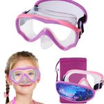 Swim Goggles Kids 6-14, Diving Mask No Tangle Strap，Water Goggles Nose Cover for JR / Youth