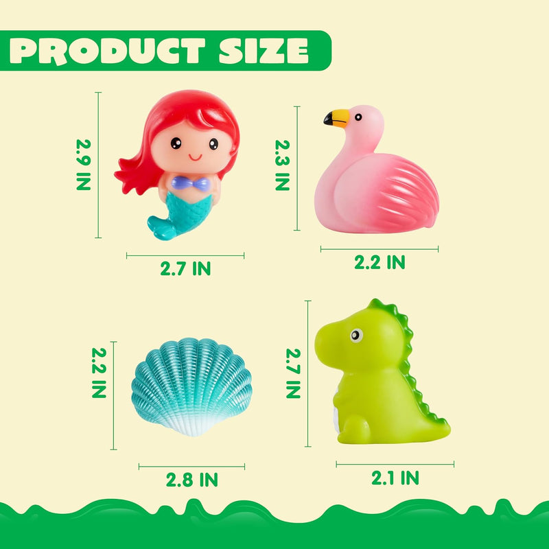 JOYIN 12 PCS Light Up Bath Toys, Toddler Flashing Colourful LED Bathtub Mermaid Toy, Baby Bathtime Floating Rubber Shower Gifts for Infant Kids Girls Valentines Easter Basket Stuffers Pool Party Favor