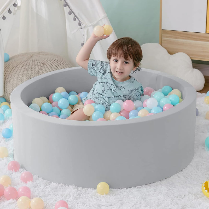 SHJADE Foam Ball Pit, 35.4"x 11.8" Ball Pits for Toddlers-Grey | Soft Memory Sponge Round Playpen Ball Pool for Kids, Ideal Gift for Babies, Indoor and Outdoor Game, Balls not Included