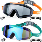 EverSport 2 Pack Kids Swim Goggles Age 8-16 Extra Silicone Layer, Swimming Goggles for kids Teen Youth Children Boys Girls