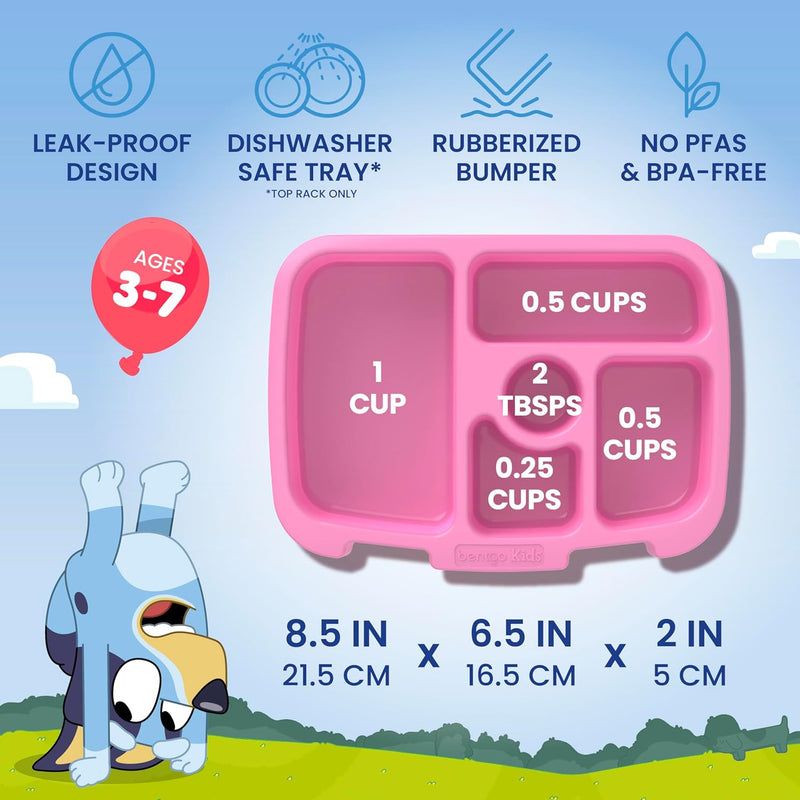 Bentgo + BLUEY Kids Prints Leak-Proof, 5-Compartment Bento-Style Kids Lunch Box - Ideal Portions for Ages 3-7, Durable, Drop-Proof, Dishwasher Safe, & PFAS & BPA-Free Materials (Hearts & Crafts)