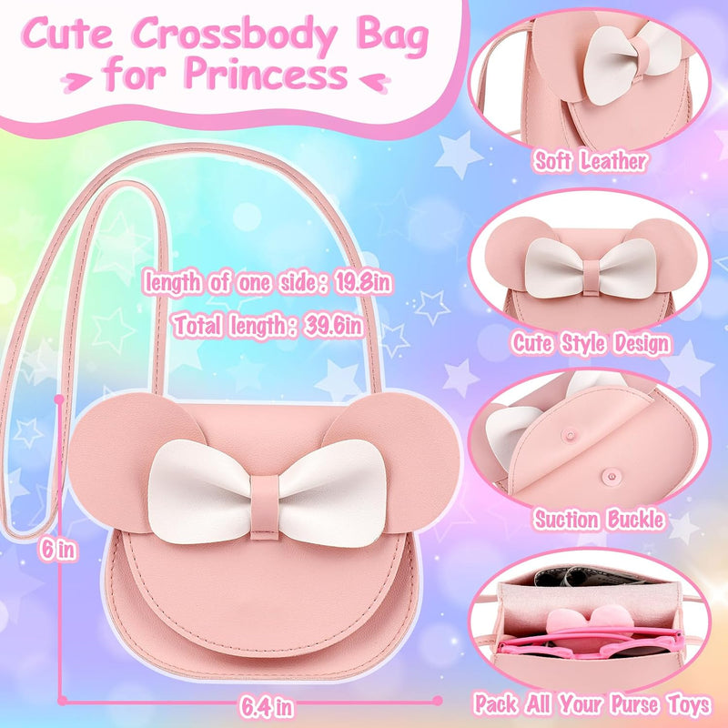 Oisacirg Play Purse with 23PCS Pretend Makeup, Princess Toys for Girls 3-12 | Crossbody Bag, Phone, Wallet, Sunglasses, Makeup for Princess Role Play, Birthday, Mom-Daughter Fun, Multi-Scene Pretend Play