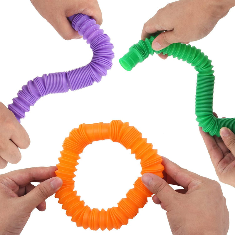 FINGOOO 7 Pieces Jumbo Pop Toobs Fidget Toys,Pop Tubes Sensory Toys for Kids Adults DIY Decompression ADHD Autism