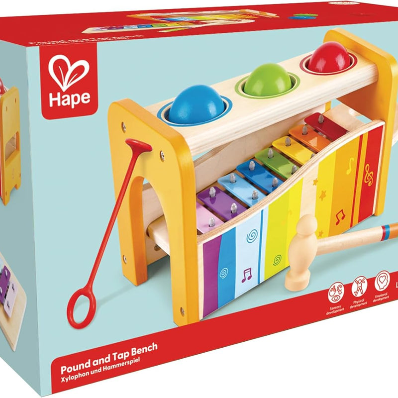 Hape Pound & Tap Bench with Slide Out Xylophone - Award Winning Durable Wooden Musical Pounding Toy for Toddlers