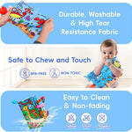 2PCS Baby Books Toys 0-6 Months Infant Tummy Time Sensory Travel Toys | 3 4 5 6 Month Crinkle Touch Feel Busy Soft Book for Babies 0-3-6-12 Month Newborn Essentials Must Haves Boy Girl Shower Gifts