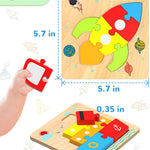 Yetonamr wooden toddler puzzles, 6 vehicle shape montessori toys for 1-3 year old boys and girls, high-quality and safe