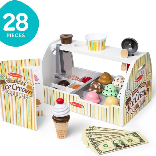melissa & doug wooden scoop & serve ice cream counter pretend play store