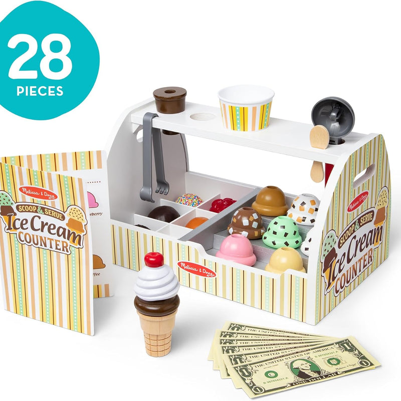 melissa & doug wooden scoop & serve ice cream counter pretend play store
