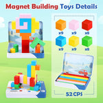 52 PCS Magnetic Blocks with Metal Box, 0.8in Mini Building Cubes Protable Travel Airplane Classroom Toys for Kids Ages 3+, STEM Educational Building Set for Toddlers Boys & Girls Birthday Gifts