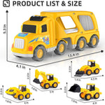 Veslier 5 in 1 Construction Truck Toy with 6 Mini Cars for Kids 3 4 5 6 Years Old