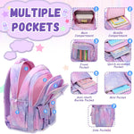 PIG PIG GIRL Kids Backpack for Girls - School Bags for Middle School Students - Book Bag for Elementary Primary - Kawaii Ita Backpack - Purple