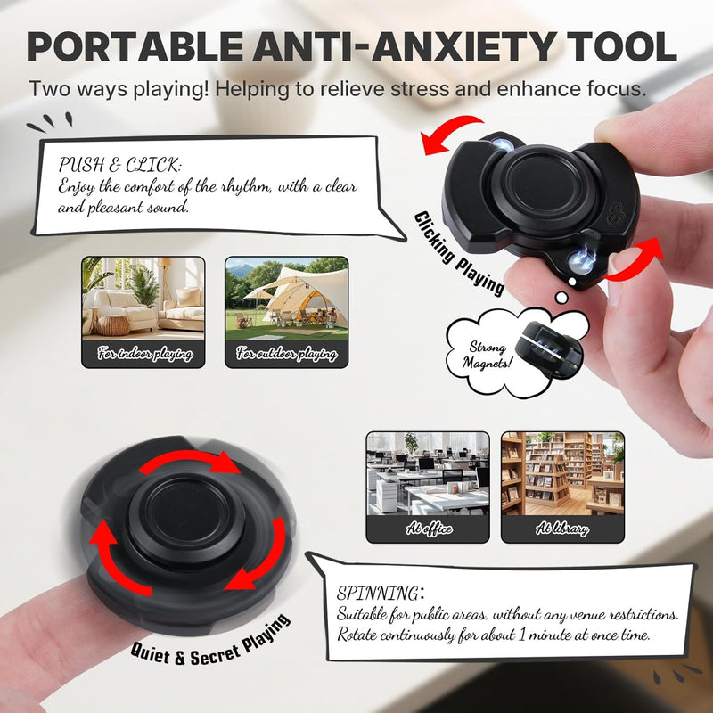5 Pcs Fidget Toys Adults Metal Fidgets Toy Set Magnetic Spinners Figette Toys for Stress & Anxiety Relief, Office Desk Sensory Toys for Autism ADHD Cool Gadgets Gift for Teen Men Women