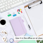 feela 3 Pack Pocket Small Notebook Journals, Mini Cute Hardcover College Ruled Notepad Women Office Supplies, with 3 Black Pens, 3.5”x 5.5”, A6, Pastel Colors, Light Blue, Light Purple, Light Green