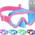 Vvinca Kids Swim Goggles with Nose Cover, Snorkel Diving Mask Fabric Strap Anti Fog Anti Shattered Lens Goggles for Kids 3-15