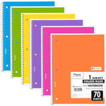 Mead Spiral Notebook, 6 Pack, 1 Subject, College Ruled Paper, 7-1/2" x 10-1/2", 70 Sheets per Notebook, Assorted Pastel Colors (830049)