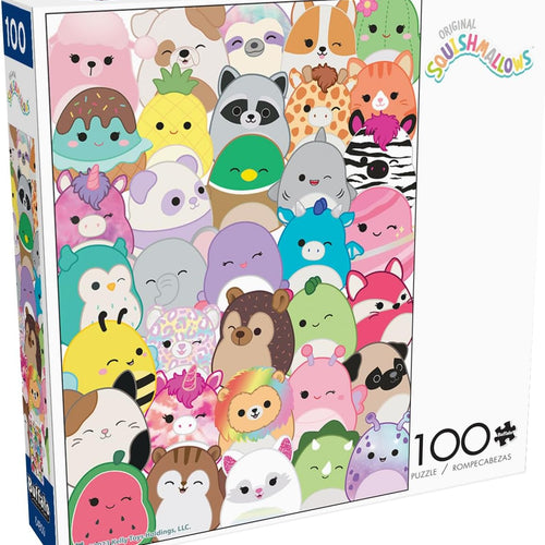 Buffalo Games - Squishmallows Buddies 100 Piece Jigsaw Puzzle, Family Puzzle Ages 6+, Made in USA, Recycled Premium Board, Full-Color Poster