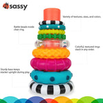 Sassy Stacks of Circles Stacking Ring STEM Learning Toy, 9-Piece Set for 6+ Months