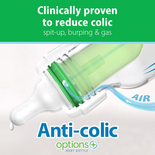 Dr. Brown's Anti-Colic Options+ Narrow Glass Baby Bottle with Level 1 Slow Flow Nipple, BPA-Free, 4 oz/120mL, 4-Pack