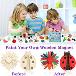 DIY Wooden Magnet 36 Art Craft Supplies Painting Kit for Kids Ages 4-8 8-12 | Party Favors for Boys Girls Birthday Easter Crafts Gifts Toys Basket Goodie Bag Stuffers