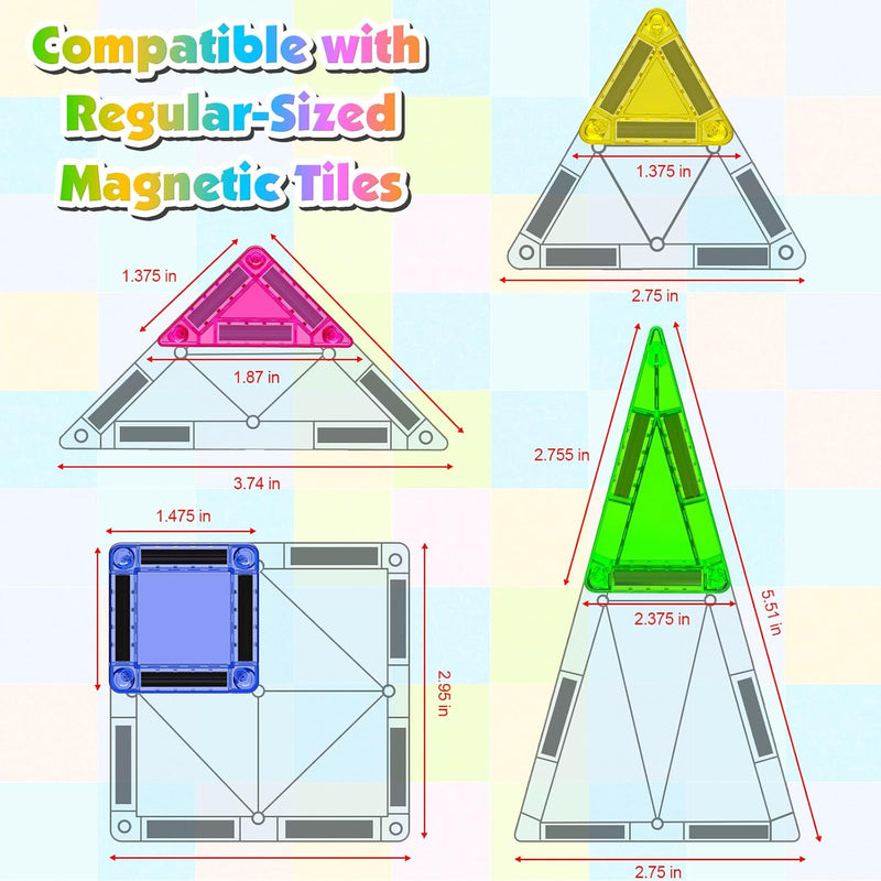 Mini Magnetic Tiles, 40 PCS tin travel magnetic tiles for kids age 3+, STEM educational building set