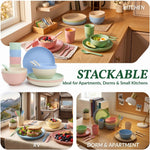 Wheat Straw Dinnerware Sets 20 PCS Cups and Plates Sets for Kitchen Microwave and Dishwasher Safe Plate Set Unbreakable Camping Dish Set Kids Plates and Bowls Sets for Picnic, RV (Multilight)