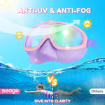 Seago Kids Swim Goggles 2 Pack for 3-12, Anti-Fog Clear View,Toddler Goggles with Nose Cover Swimming Goggles