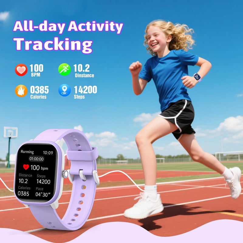 Smart Watch for Kids - No App/Phone Needed, 1.8" IP68 Waterproof, Pedometer, Heart Rate, Sleep Monitor, 12 Puzzle Games