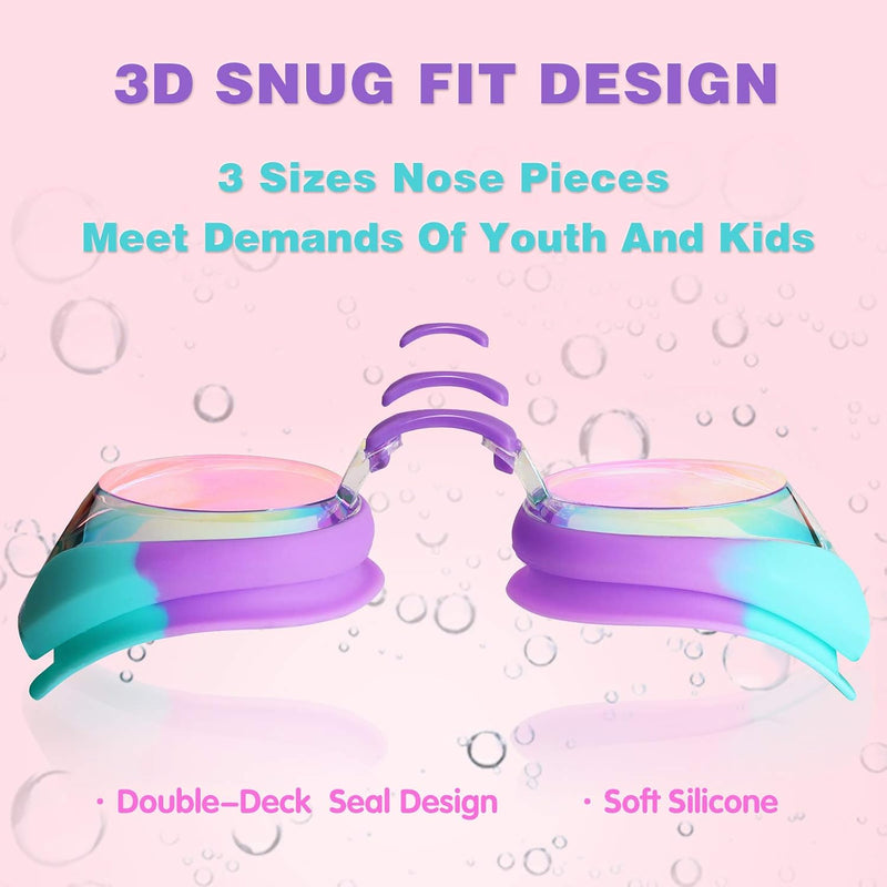 Keary Kids Swim Goggles for Toddler Kids Youth(3-12),Anti-Fog Waterproof Anti-UV Clear Vision Water Pool Goggles