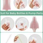 Momcozy Baby Bottle Brush Kit, Push-Press Foam Design, Pink | Portable for Home & Travel, Bottle Cleaner Brush for Breast Pumps & Nipple, Newborn Essentials, Food-Grade BPA-Free