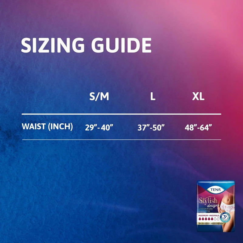 TENA Stylish White Super Plus Incontinence Underwear Women, L 37-50in 64 ct | For everyday confidence, this protectivce Incontinence underwear offers strong absorbency with a comfortable, body-close fit