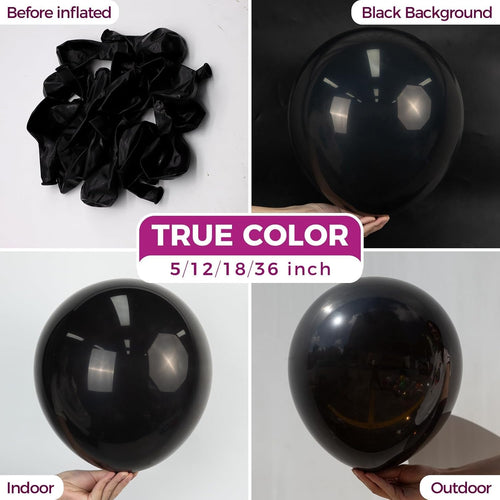 Bezente Black Latex Party Balloons - 100 Pack 12-Inch Helium Balloons for Themed Events