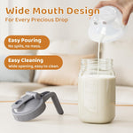 32 oz Breast Milk Pitcher, Glass Mason Jar Pitcher with Lid | Airtight, Leak Proof, Wide Mouth, Pour Spout Lid, Thick Glass, Fridge Safe, Ergonomic Handle, Easy to Clean