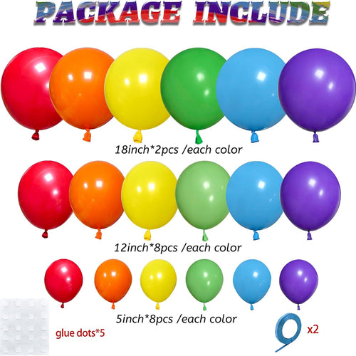 Kawkalsh 18 12 5 inch latex colorful party balloons garland kit for birthday and wedding decorations