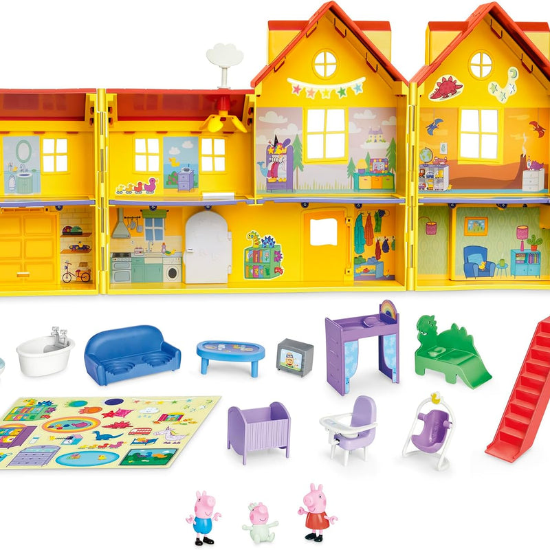 Peppa Pig Peppa's Big Family House Playset with 3 Figures, 11 Accessories, Baby Evie, Preschool Toys for Girls and Boys 3 and Up
