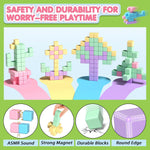 appluses 45pcs magnetic blocks for toddler girl toys, stem sensory autism play for kids 3-5 years
