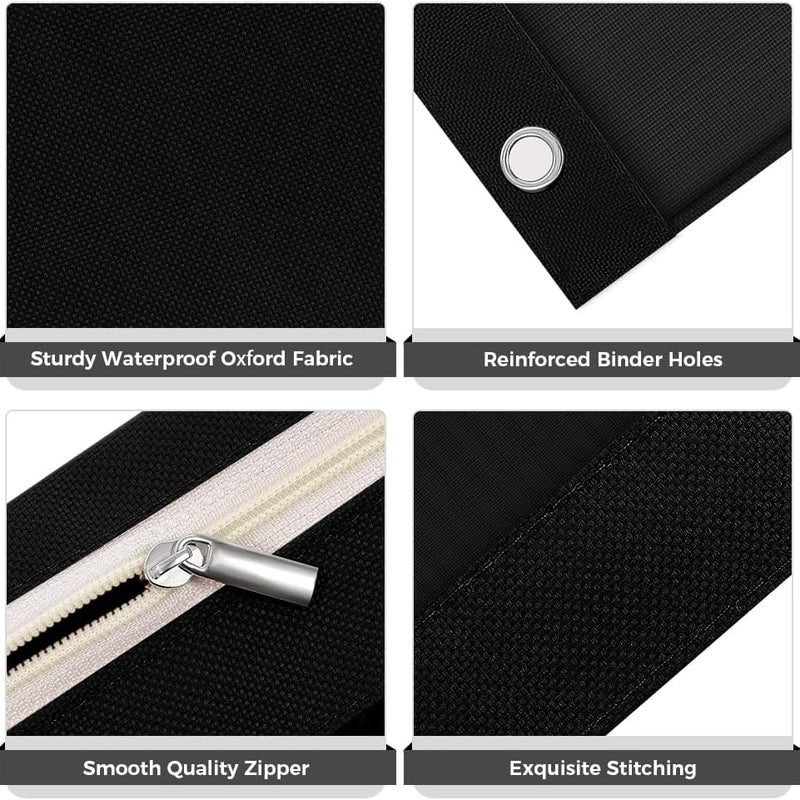 SKYDUE Pencil Pouch for Binder, Pencil Case, 3 Ring Binder Pencil Pouch with 3 Pockets and Mesh Window, Zipper Pencil Pouch, Durable Organizer for School Supplies, Cables, Earbuds, Makeup