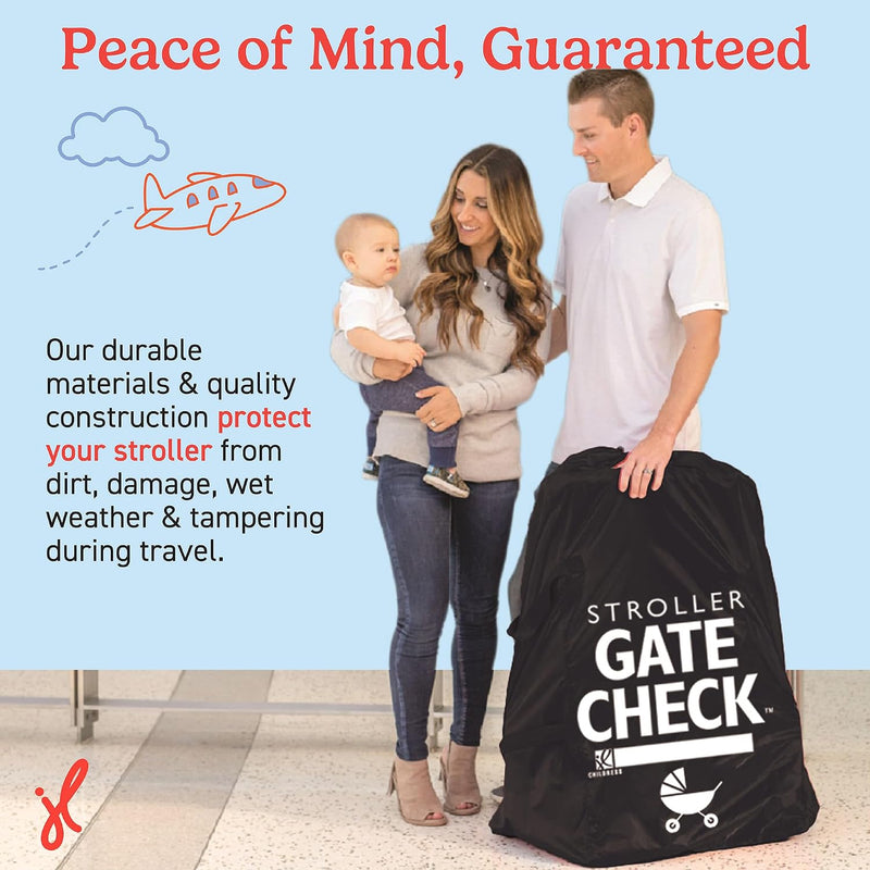 J.L. Childress Gate Check Travel Bag for Single & Double Strollers, Black | AirTag compatible Gate Check Bag keeps strollers clean, protected & easy to identify when airport gate checking