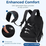BAGSMART Travel Laptop Backpack, College Backpack for Women, Quilted Small Computer Bookbag, Water-Resistant 15.6 Inch Laptop Casual Bag, Black