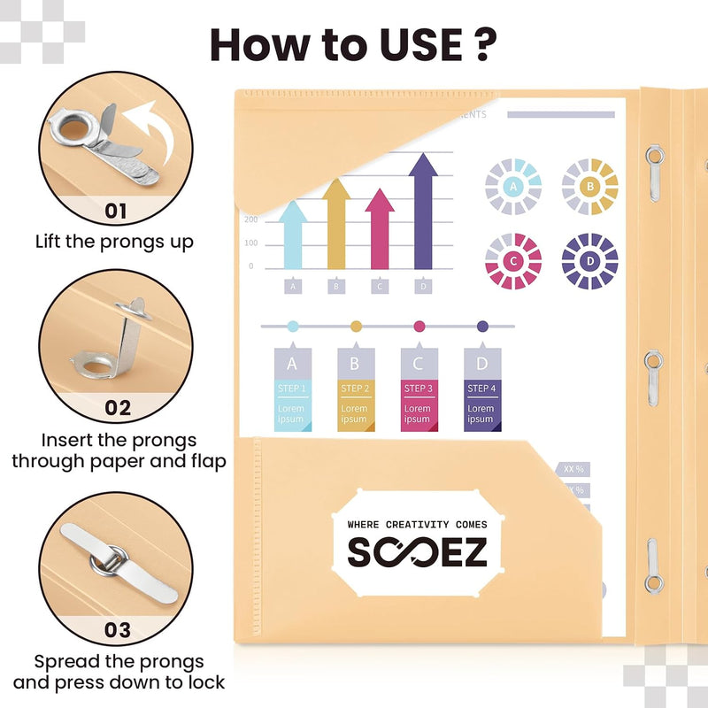 Sooez Folders with Pockets and Prong, 6 Pack, Pastels Colors, File Folders with Prongs, 2 Pocket Folders Bulk, Plastic Folder, School Folder College Supplies, Aesthetic Nursing Cute School Supplies