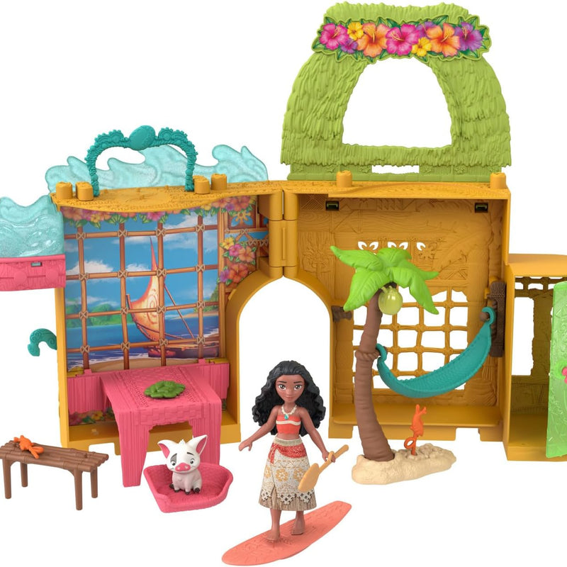 Mattel Disney Princess Toys, Moana Storytime Stackers Doll House with Moana Small Doll, 1 Animal Friend & 9 Accessories, Inspired by Disney Movie