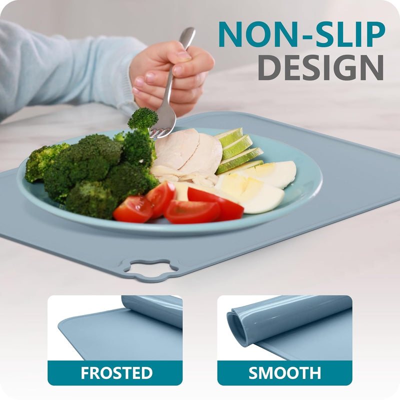 Silicone Placemat for Toddles Kids Non-Slip Reusable Portable Kids Placemats for Dinning Table Heat Resistant Placemats, Baby Placemat Stain Resistant Silicone Mat for Dining Table 3 Pack