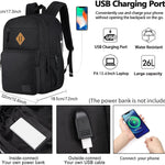 KEOFID Travel backpack for Men and Women, Anti Theft Laptop Backpack with USB Charging Port for Work, Large Bag for College, Carry-on Backpack with Luggage Strap, Water Resistent(Black)