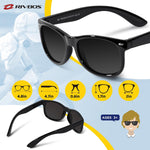RIVBOS Kids Sunglasses Polarized UV400 TPE with Strap for Boys Girls RBK004 | Flexible rubber frame with UV protection and secure strap for boys, girls, beach, travel and play
