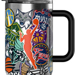 Hydrapeak NBA Officially Licensed All-Team Sticker Print Logo 20oz Kids Water Bottle, Straw Lid & Handle, Insulated Sports Bottle for Sports, Camp, School & Everyday Adventures