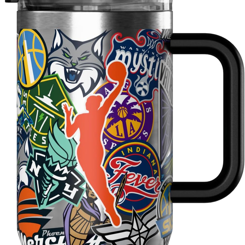 Hydrapeak NBA Officially Licensed All-Team Sticker Print Logo 20oz Kids Water Bottle, Straw Lid & Handle, Insulated Sports Bottle for Sports, Camp, School & Everyday Adventures