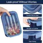 Caperci Classic Bento Box Adult Lunch Box for Older Kids - Leakpoof 47 oz 3-Compartment Containers for Adults and Teens, Built-in Utensil Set, Ideal for On-the-Go Balanced Eating, Navy Blue