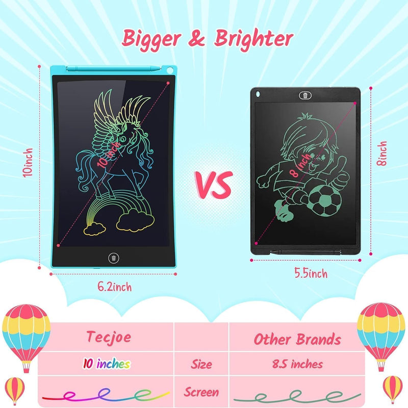 TECJOE 10 Inch 2 Pack LCD Writing Tablet, Colorful Doodle Board Drawing Tablet for Kids, No Mess Toddler Travel Learning Toys, Christmas Birthday Gifts for 3 4 5 6 7 8 Year Old Boys Girls Preschooler